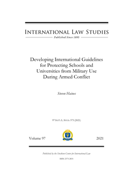 Developing International Guidelines for Protecting Schools and Universities from Military Use During Armed Conflict