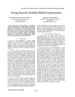 Energy/Security Scalable Mobile Cryptosystem