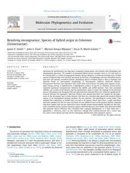 Species of Hybrid Origin in Columnea (Gesneriaceae) ⇑ James F