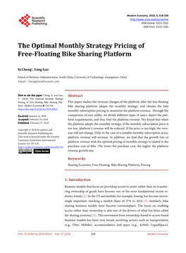 The Optimal Monthly Strategy Pricing of Free-Floating Bike Sharing Platform