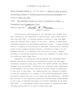 Robert Alexander Nisbet Jr. for the Degree of Master of Arts in Inter- Disciplinary Studies Inxithropolo/History /Re ,Same Recreation Pre- Seated on March 19, 1981