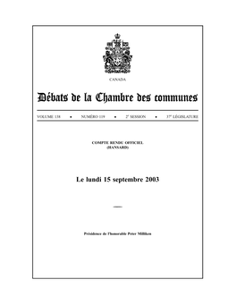 Débats De La Chambre Des Communes