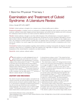 Examination and Treatment of Cuboid Syndrome: a Literature Review