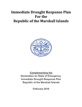 Immediate Drought Response Plan for the Republic of the Marshall Islands