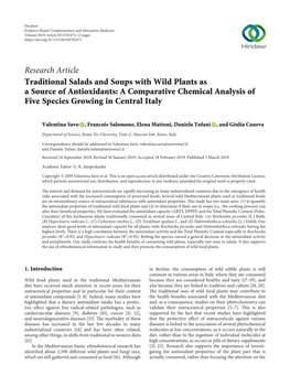 Traditional Salads and Soups with Wild Plants As a Source of Antioxidants: a Comparative Chemical Analysis of Five Species Growing in Central Italy