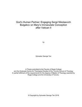 Engaging Sergii Nikolaevich Bulgakov on Mary's Immaculate Conception After Vatican II