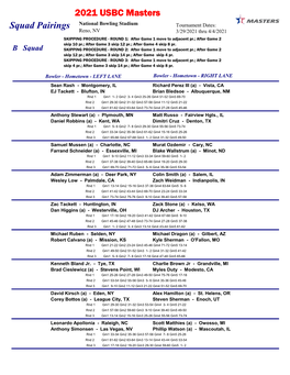 Squad Pairings 2021 USBC Masters