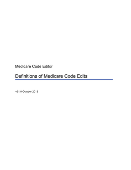 Definitions of Medicare Code Edits