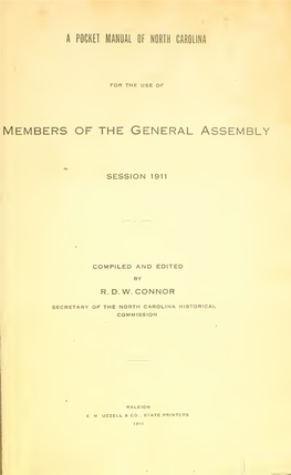 A Pocket Manual of North Carolina for the Use of Members Of