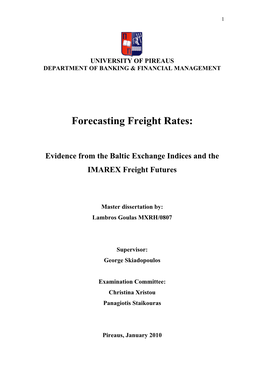 Forecasting Freight Rates