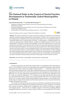 The National Parks in the Context of Tourist Function Development in Territorially Linked Municipalities in Poland