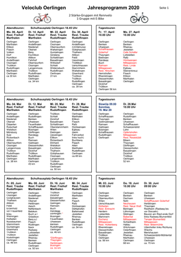 Veloclub Oerlingen Jahresprogramm 2020 Seite 1