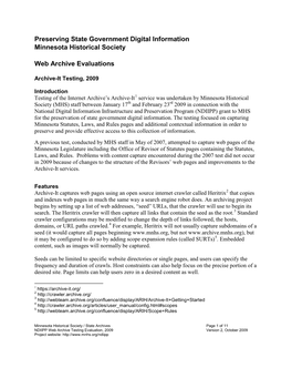 Preserving State Government Digital Information Minnesota Historical Society