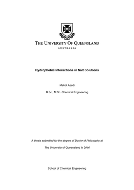 Hydrophobic Interactions in Salt Solutions