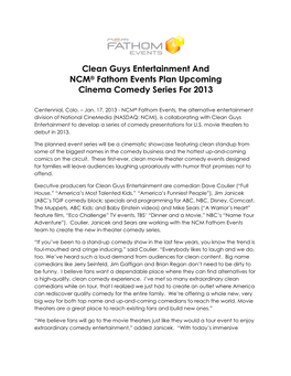 Clean Guys of Comedy Series Announcement