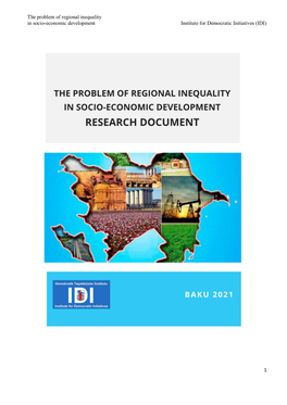 1. the Problem of Regional Inequality in Socio-Economic Development: the Current Situation and Its Causes