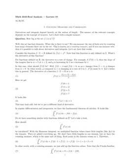 Math 3345-Real Analysis — Lecture 19 10/26/05 1. Counting Measures