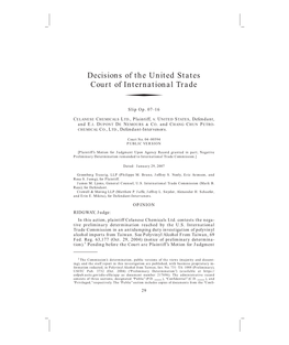 Decisions of the United States Court of International Trade