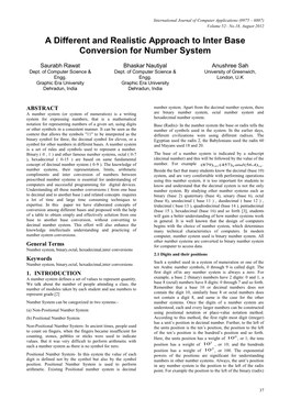 A Different and Realistic Approach to Inter Base Conversion for Number System