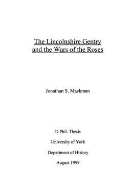 The Lincolnshire Gentry and the Wars of the Roses