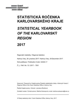 Statistická Ročenka Karlovarského Kraje Statistical Yearbook