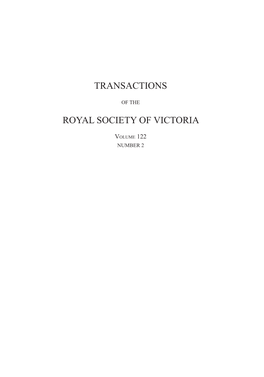 Transactions Royal Society of Victoria