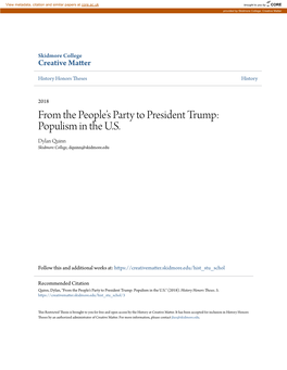 From the Peopleâ•Žs Party to President Trump: Populism in the U.S