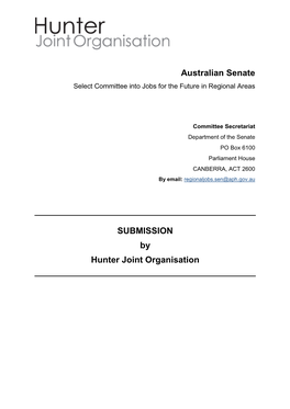 Australian Senate SUBMISSION by Hunter Joint Organisation