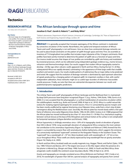 The African Landscape Through Space and Time 10.1002/2013TC003479 Jonathan D