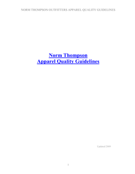 Norm Thompson Apparel Quality Guidelines