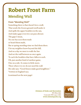 Robert Frost Farm Mending Wall