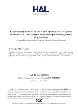 Evolutionary History of DNA Methylation Related Genes In