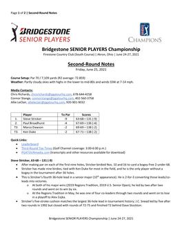 Bridgestone SENIOR PLAYERS Championship Firestone Country Club (South Course) | Akron, Ohio | June 24-27, 2021