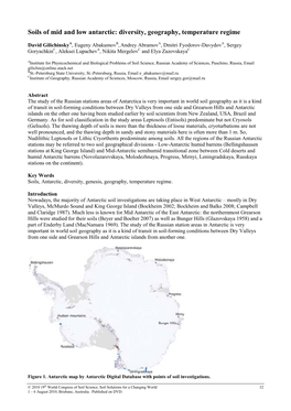 Soils of Mid and Low Antarctic: Diversity, Geography, Temperature Regime