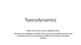 Toxicodynamics Definition