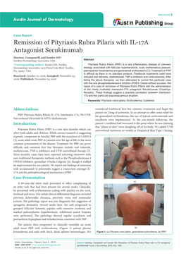 Remission of Pityriasis Rubra Pilaris with IL-17A Antagonist Secukinumab