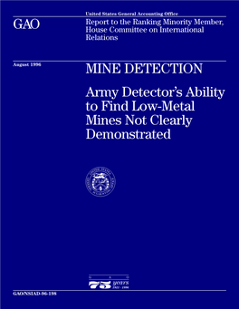 Army Detector's Ability to Find Low-Metal Mines Not Clearly