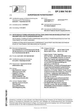 Antifungale Formulierungen Enthaltend Einen Rheum