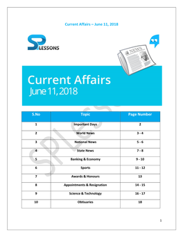 Current Affairs – June 11, 2018