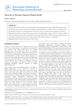 Diversity of Termites Fauna in District Swabi
