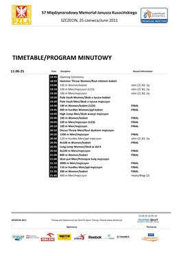 Timetable/Program Minutowy