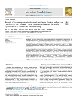 The Role of Thymus Preservation in Parathyroid Gland Function And