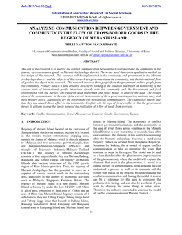 Analyzing Communication Between Government and Community in the Flow of Cross-Border Goods in the Regency of Meranti Island