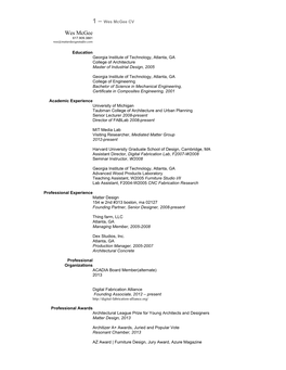 Wes Mcgee CV