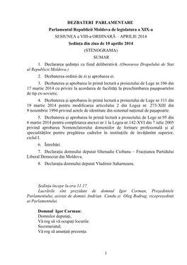 1 DEZBATERI PARLAMENTARE Parlamentul Republicii Moldova De