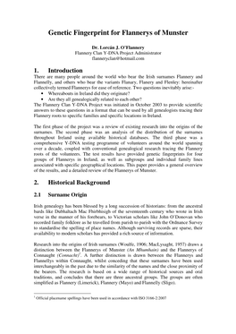 Genetic Fingerprint for Flannerys of Munster