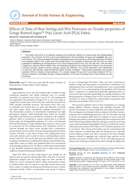 Effects of Time of Heat Setting and Wet Processes on Tensile