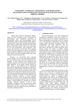 Collision Avoidance Assessment and Mitigation Measures for Controlled Geo/Gso Spacecrafts with Orbital Debris