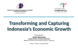 Henky Manurung Deputy Director of Tourism Investment Ministry of Tourism and Creative Economy - Indonesia