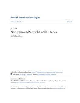 Norwegian and Swedish Local Histories Nils William Olsson